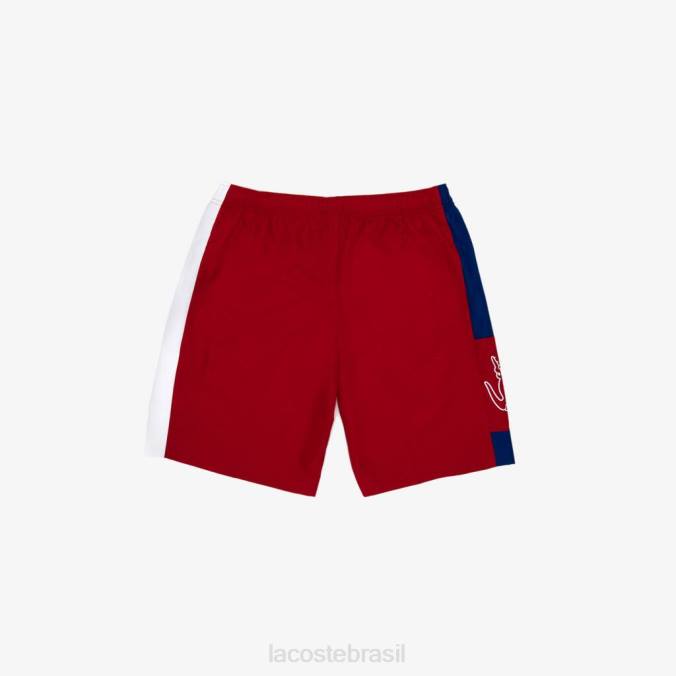 Lacoste homens shorts esportivos light colorblock vermelho/branco/azul/branco P2PX1625 roupas