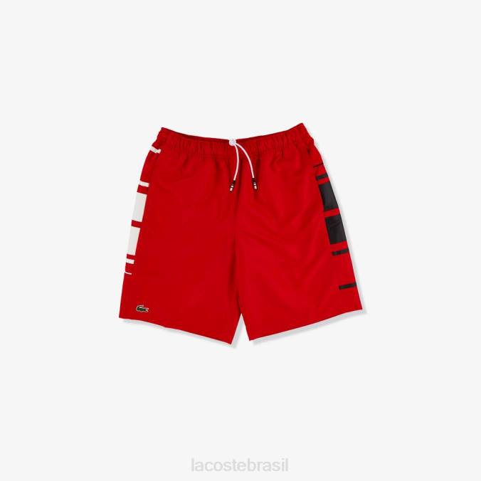 Lacoste homens shorts esportivos listrados vermelho/branco/preto P2PX1633 roupas