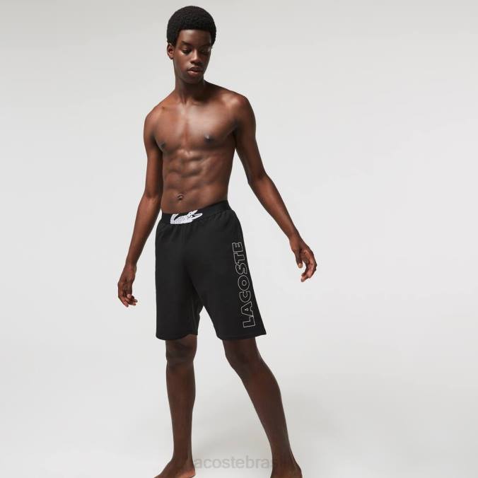 Lacoste homens shorts internos de lã de algodão de marca Preto branco P2PX1513 roupas
