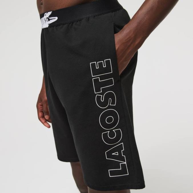 Lacoste homens shorts internos de lã de algodão de marca Preto branco P2PX1513 roupas