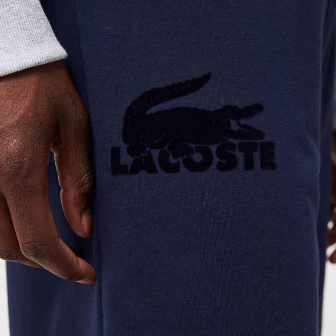 Lacoste homens shorts lounge de lã de algodão e veludo crocodilo azul-marinho P2PX1481 roupas