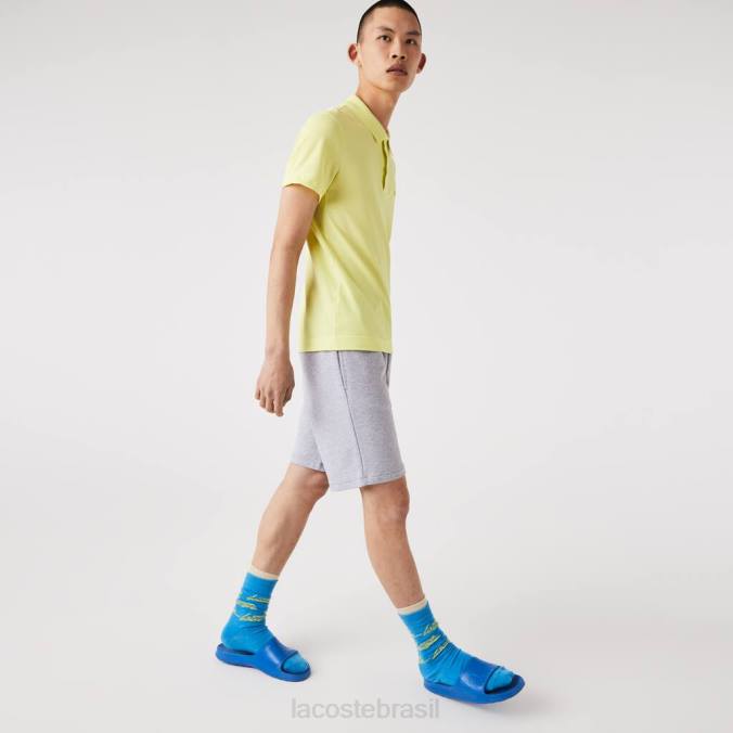 Lacoste homens shorts oversized de lã de algodão orgânico com estampa de crocodilo chino cinza P2PX1418 roupas