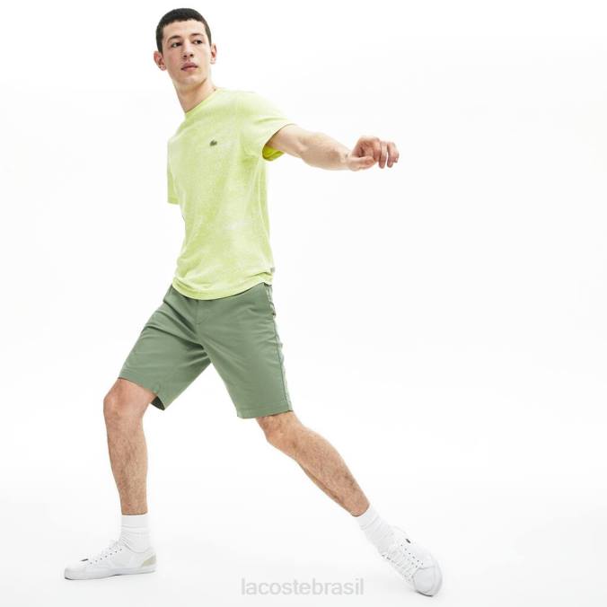 Lacoste homens shorts slim fit em gabardine stretch verde P2PX553 roupas