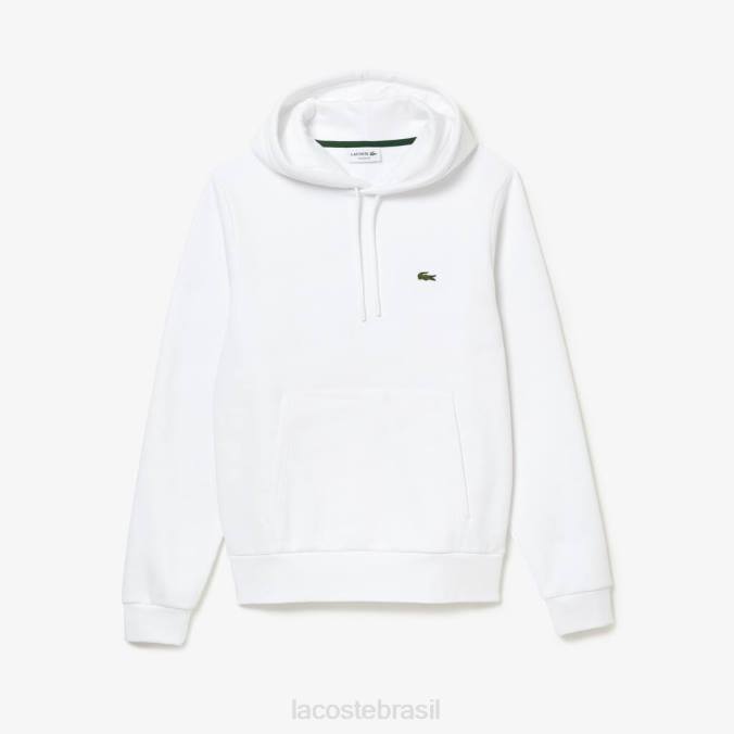 Lacoste homens moletom com capuz de algodão orgânico branco P2PX265 roupas