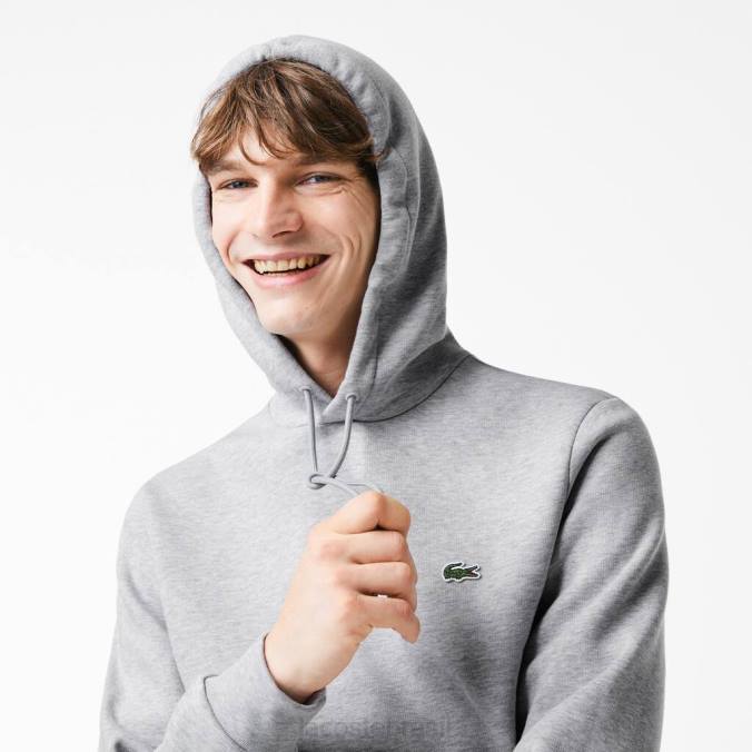 Lacoste homens moletom com capuz de algodão orgânico chino cinza P2PX288 roupas