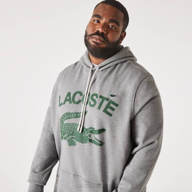 Lacoste homens moletom com capuz de lã de algodão - plus size - alto chino cinza P2PX364 roupas