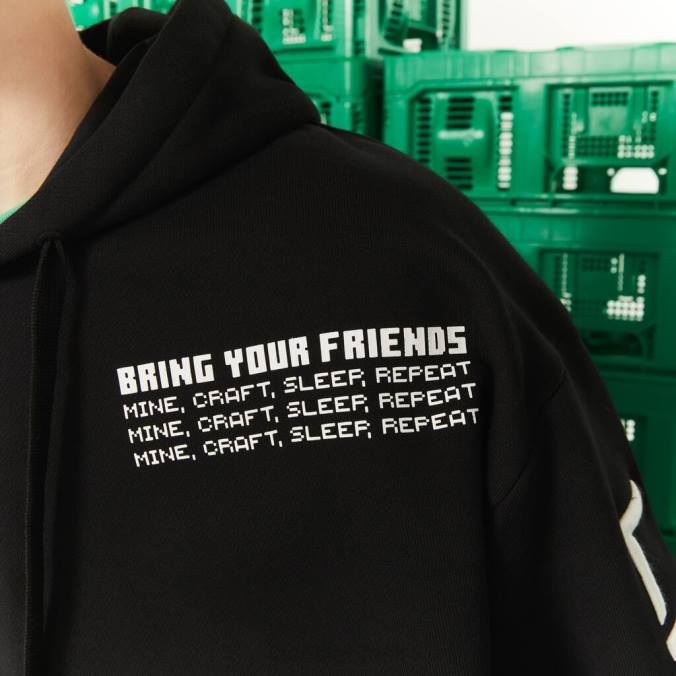 Lacoste homens moletom com capuz de lã solto live x minecraft preto P2PX1166 roupas