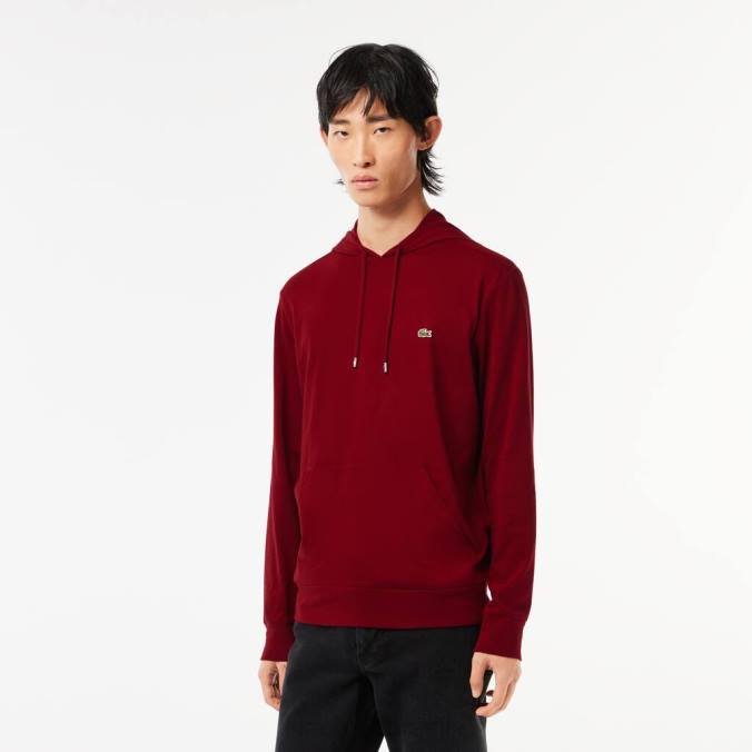 Lacoste homens moletom com capuz em jersey de algodão Bordéus P2PX622 roupas