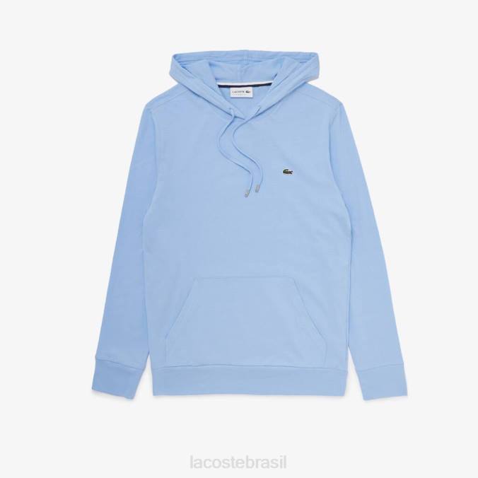 Lacoste homens moletom com capuz em jersey de algodão azul P2PX621 roupas