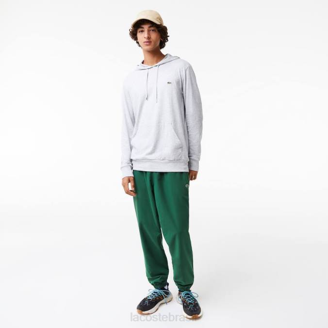 Lacoste homens moletom com capuz em jersey de algodão chino cinza P2PX713 roupas