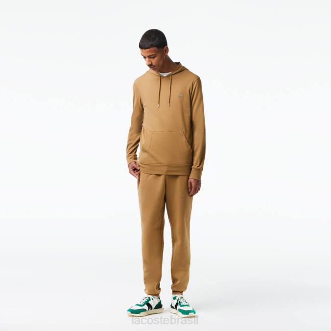 Lacoste homens moletom com capuz em jersey de algodão marrom P2PX845 roupas