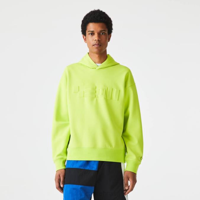Lacoste homens moletom com capuz folgado amarelo P2PX1054 roupas