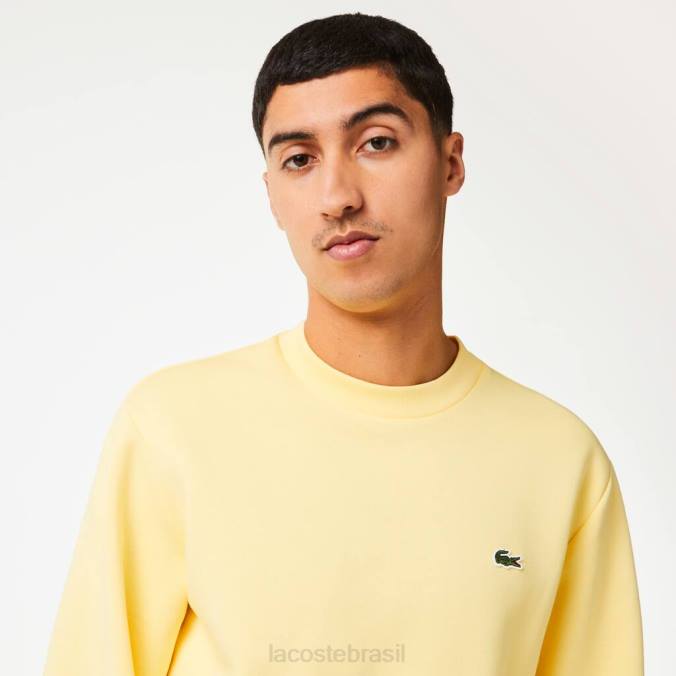 Lacoste homens moletom de algodão escovado orgânico amarelo P2PX271 roupas