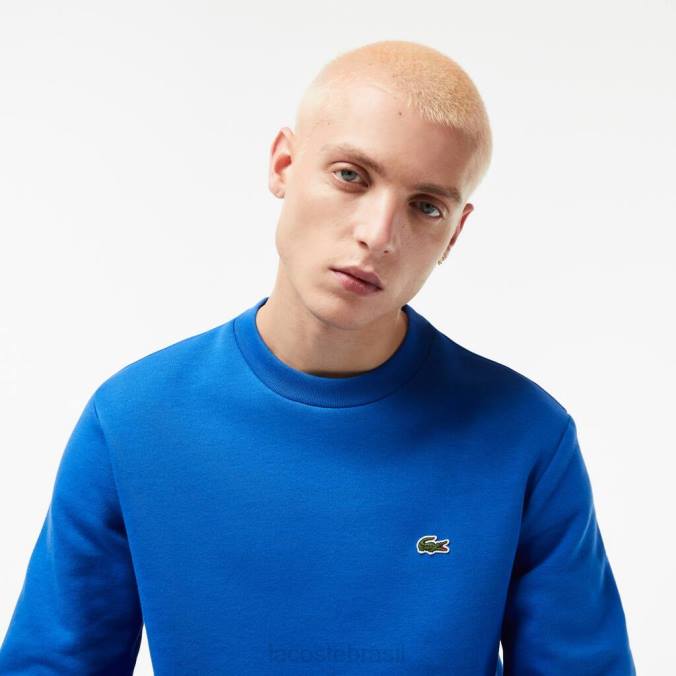 Lacoste homens moletom de algodão escovado orgânico azul P2PX286 roupas