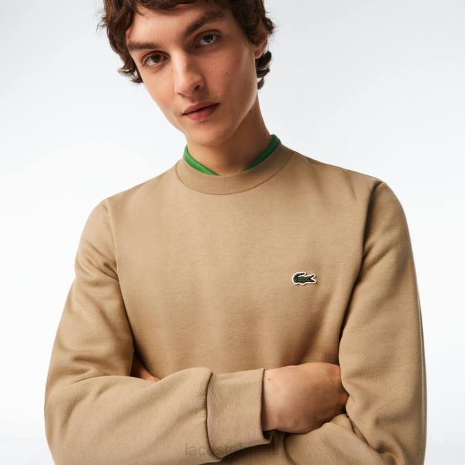 Lacoste homens moletom de algodão escovado orgânico bege P2PX289 roupas