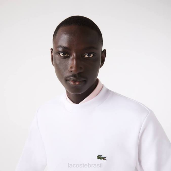 Lacoste homens moletom de algodão escovado orgânico branco P2PX272 roupas