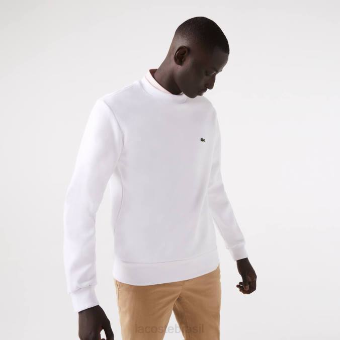 Lacoste homens moletom de algodão escovado orgânico branco P2PX272 roupas