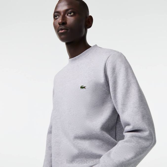Lacoste homens moletom de algodão escovado orgânico chino cinza P2PX287 roupas