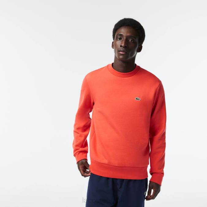 Lacoste homens moletom de algodão escovado orgânico laranja P2PX352 roupas