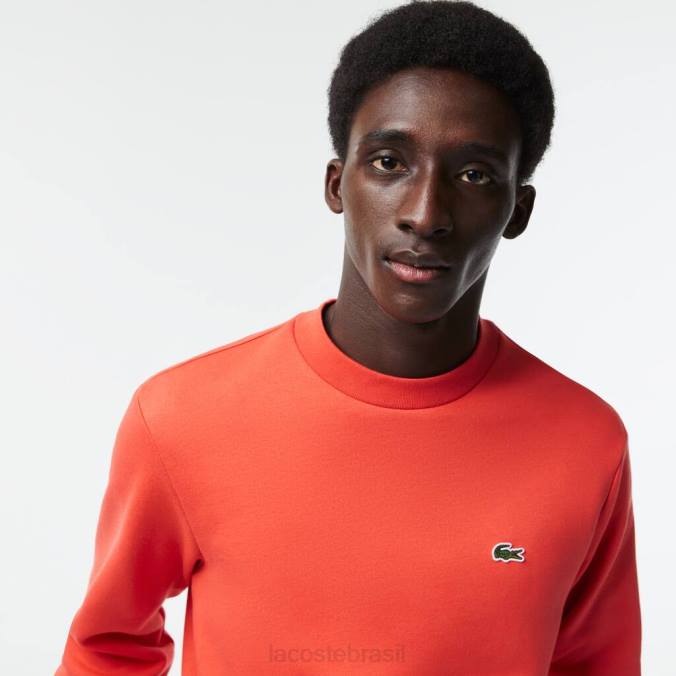 Lacoste homens moletom de algodão escovado orgânico laranja P2PX352 roupas