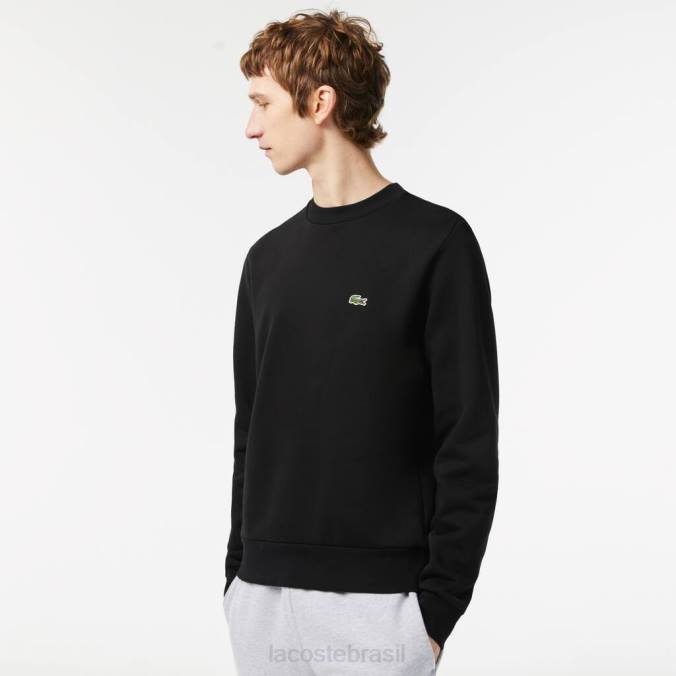 Lacoste homens moletom de algodão escovado orgânico preto P2PX273 roupas