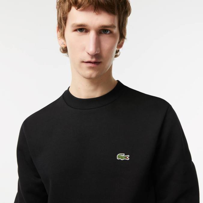 Lacoste homens moletom de algodão escovado orgânico preto P2PX273 roupas