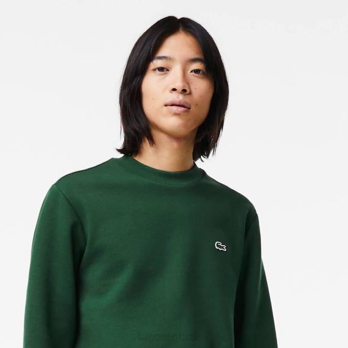 Lacoste homens moletom de algodão escovado orgânico verde P2PX281 roupas