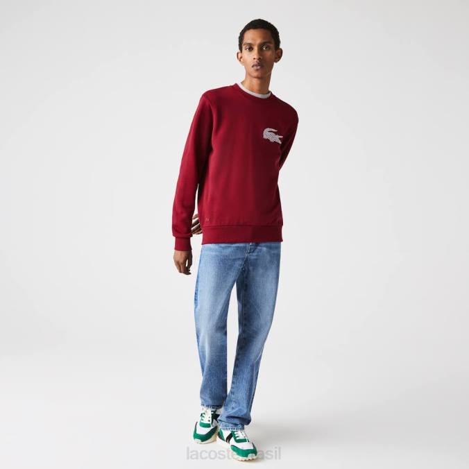 Lacoste homens moletom de lã de algodão orgânico feito na França Bordéus P2PX1182 roupas