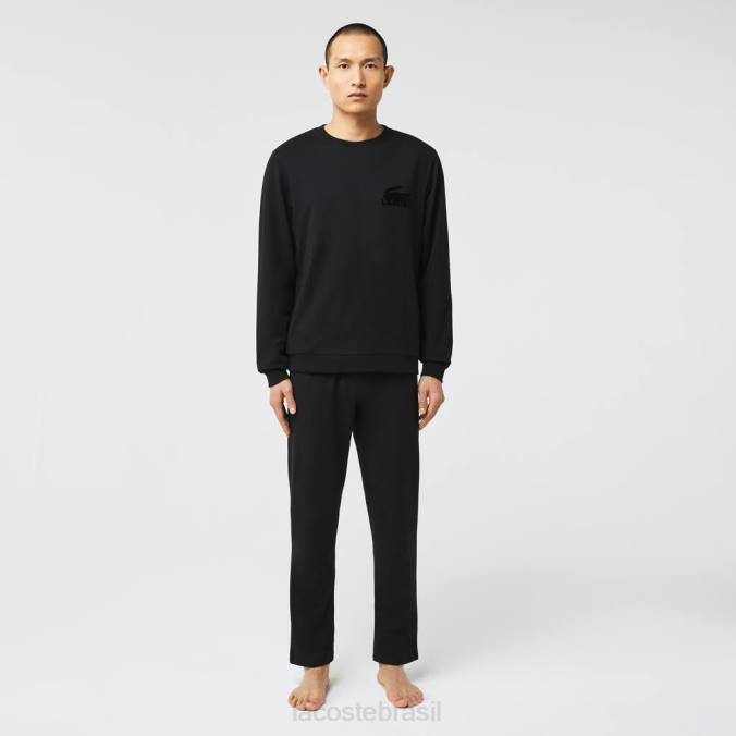 Lacoste homens moletom de lã de algodão preto P2PX1387 roupas