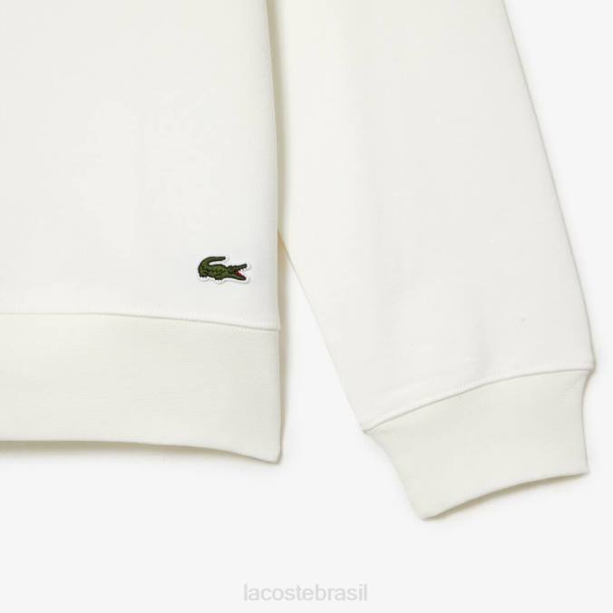 Lacoste homens moletom de lã sem escova com gola redonda branco P2PX302 roupas