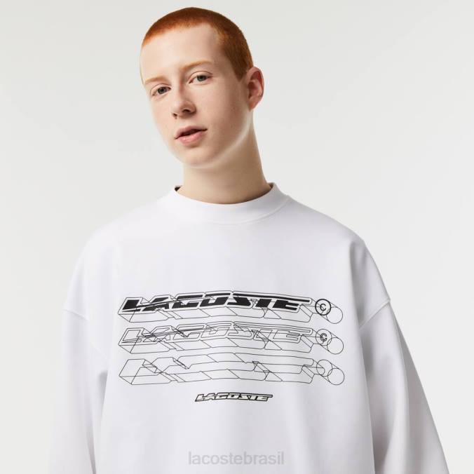 Lacoste homens moletom de marca folgado branco P2PX6 roupas