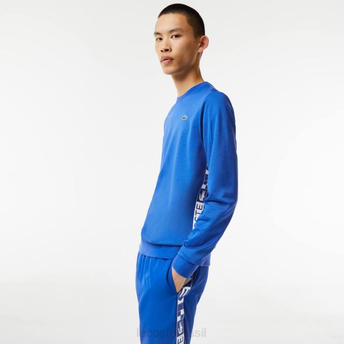 Lacoste homens moletom de tênis estampado esporte azul P2PX1057 roupas
