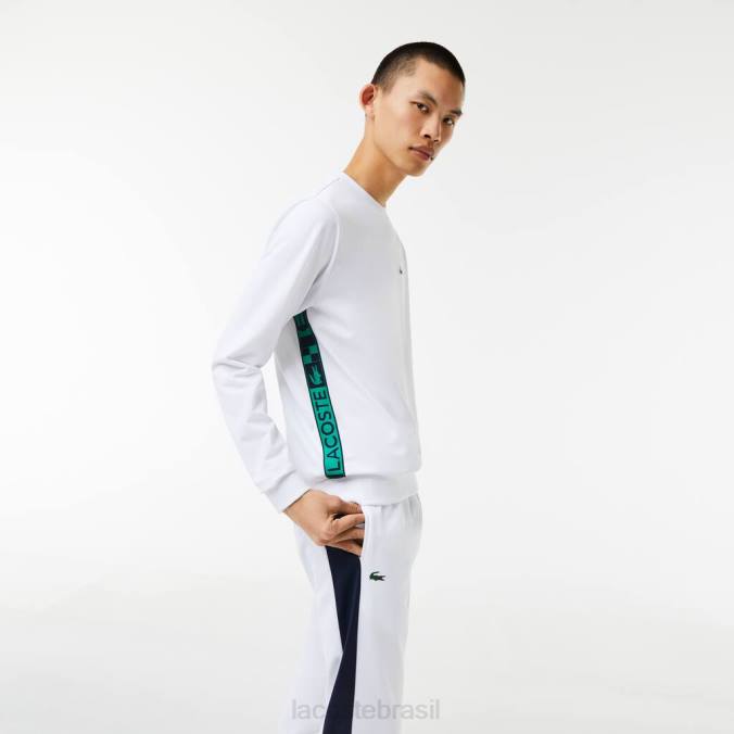 Lacoste homens moletom de tênis estampado esporte branco P2PX1056 roupas
