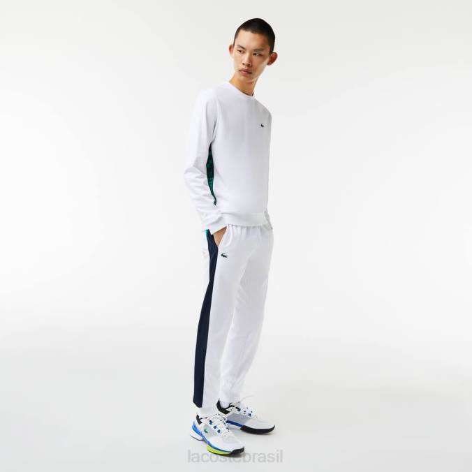 Lacoste homens moletom de tênis estampado esporte branco P2PX1056 roupas