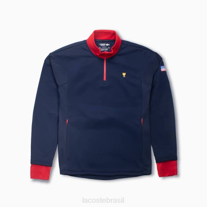 Lacoste homens moletom esportivo azul marinho/vermelho P2PX370 roupas
