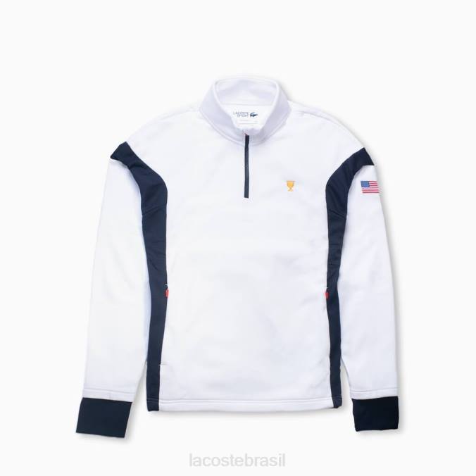 Lacoste homens moletom esportivo branco/azul marinho P2PX369 roupas