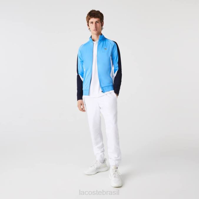 Lacoste homens moletom esportivo clássico com zíper e tênis azul/azul marinho/branco P2PX976 roupas