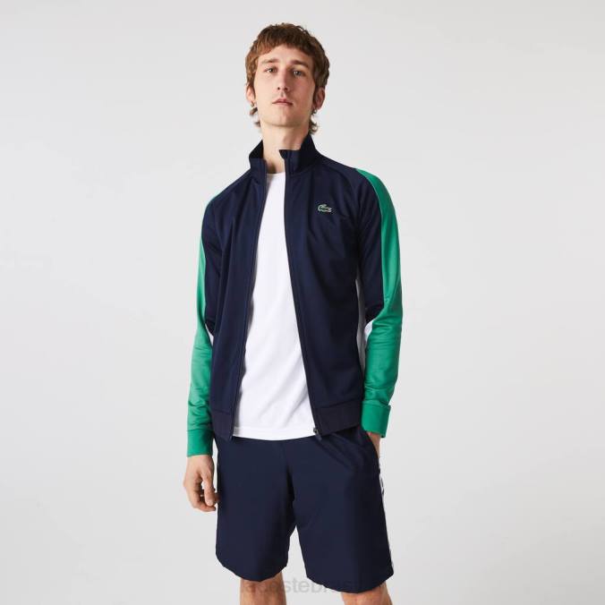 Lacoste homens moletom esportivo clássico com zíper e tênis azul marinho/verde/branco P2PX978 roupas