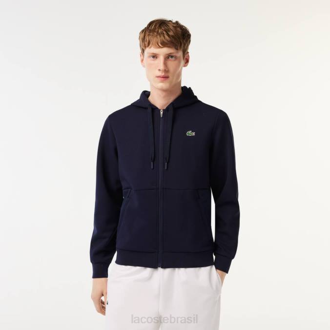 Lacoste homens moletom esportivo com painéis de malha azul-marinho P2PX1019 roupas