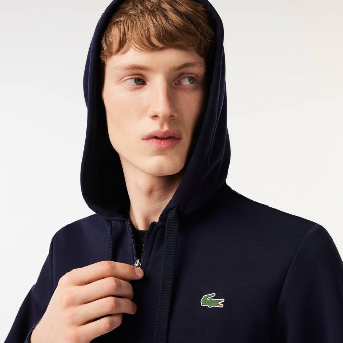 Lacoste homens moletom esportivo com painéis de malha azul-marinho P2PX1019 roupas