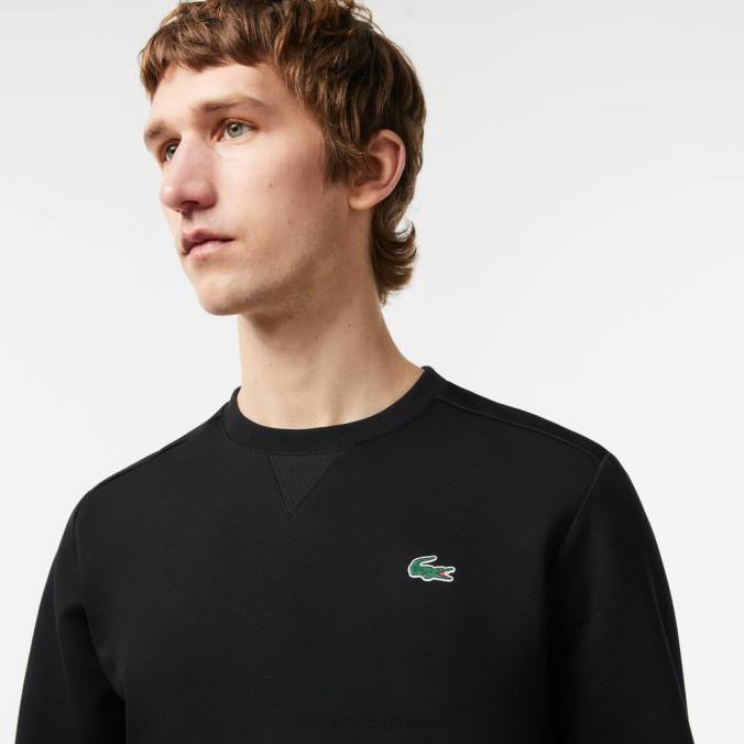 Lacoste homens moletom esportivo com painéis de malha preto P2PX1063 roupas