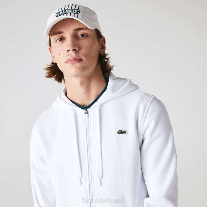 Lacoste homens moletom esportivo leve bimaterial branco P2PX948 roupas