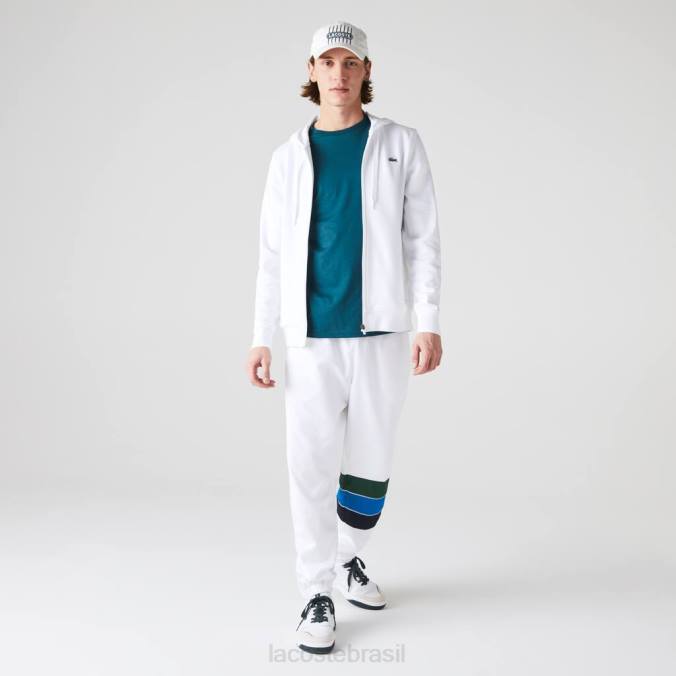 Lacoste homens moletom esportivo leve bimaterial branco P2PX948 roupas