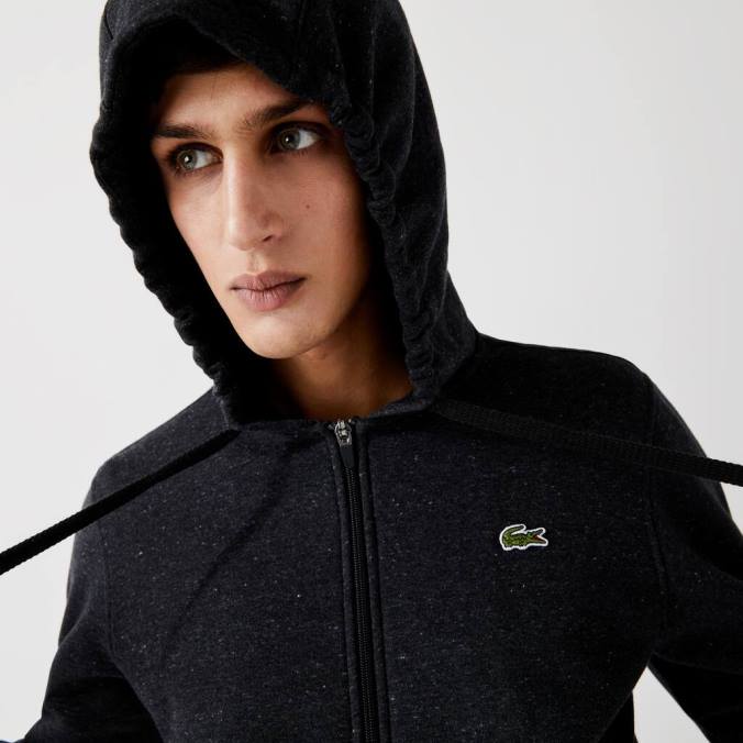 Lacoste homens moletom esportivo leve bimaterial cinza P2PX1126 roupas