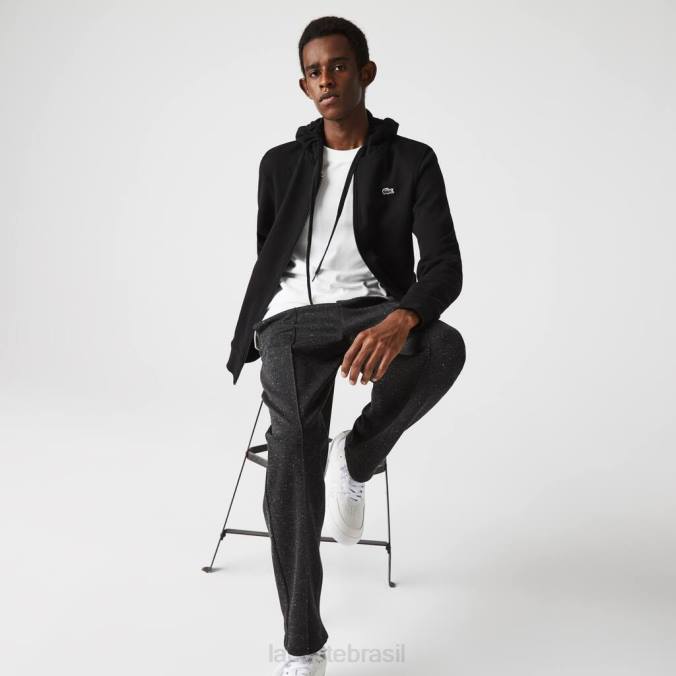 Lacoste homens moletom esportivo leve bimaterial preto P2PX947 roupas