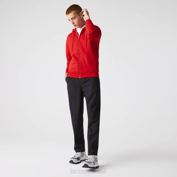 Lacoste homens moletom esportivo leve bimaterial vermelho P2PX963 roupas