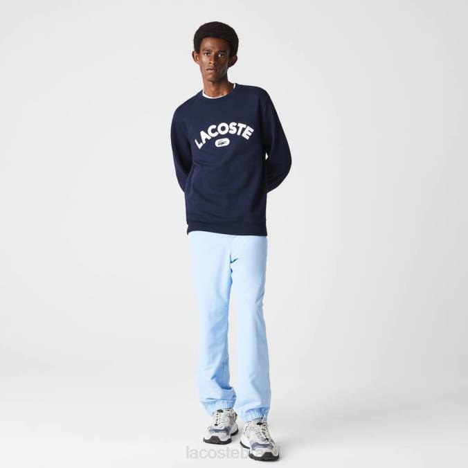 Lacoste homens moletom terry de marca com gola redonda azul-marinho P2PX1160 roupas