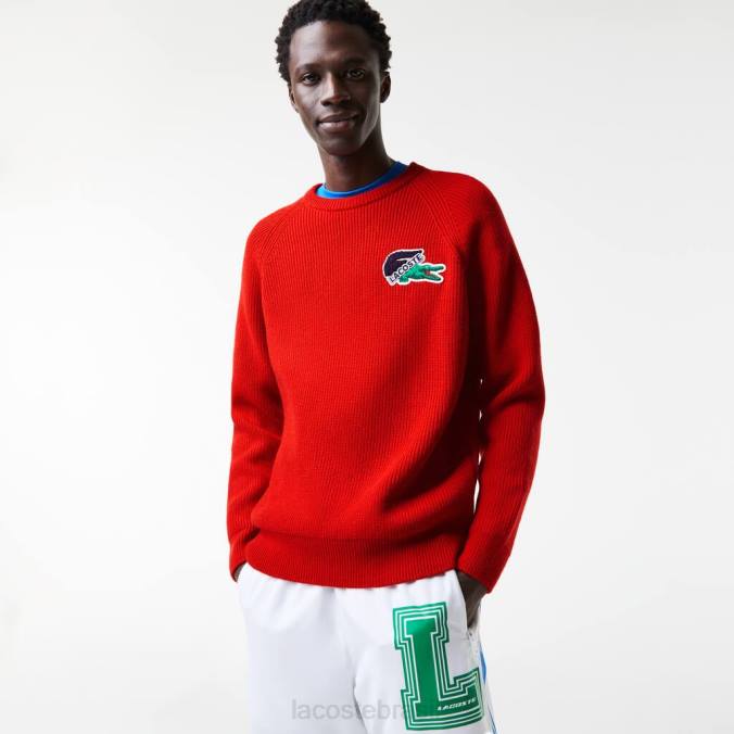Lacoste homens suéter de crocodilo vermelho P2PX1382 roupas