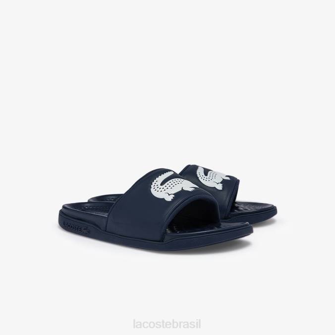 Lacoste homens chinelo sintético croco dualiste marinho e branco P2PX1877 sapato