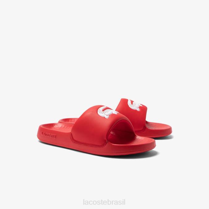 Lacoste homens chinelos sintéticos croco 1.0 vermelho branco P2PX1729 sapato